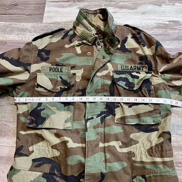 Vintage US Army Airborne 80s Cold Weather Field Camo Coat Jacket Medium Long - Picture 15 of 16